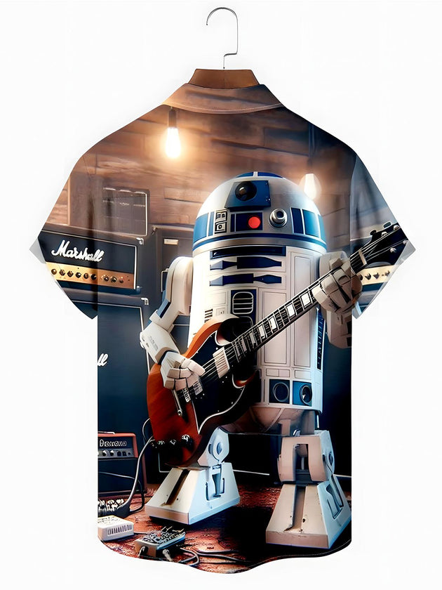 Robot Guitar Men's Pocket Short Sleeve Shirts