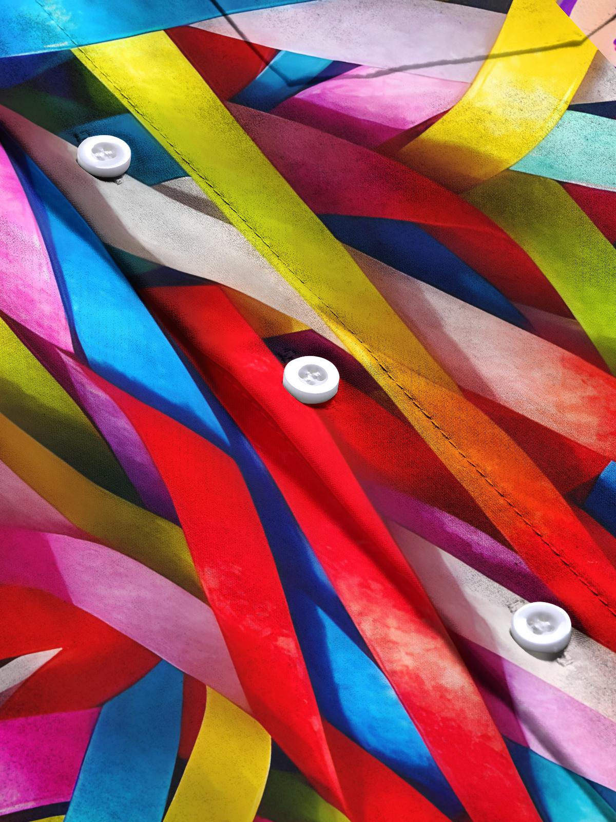 Ribbon Print Men's Pocket Short Sleeve Shirts