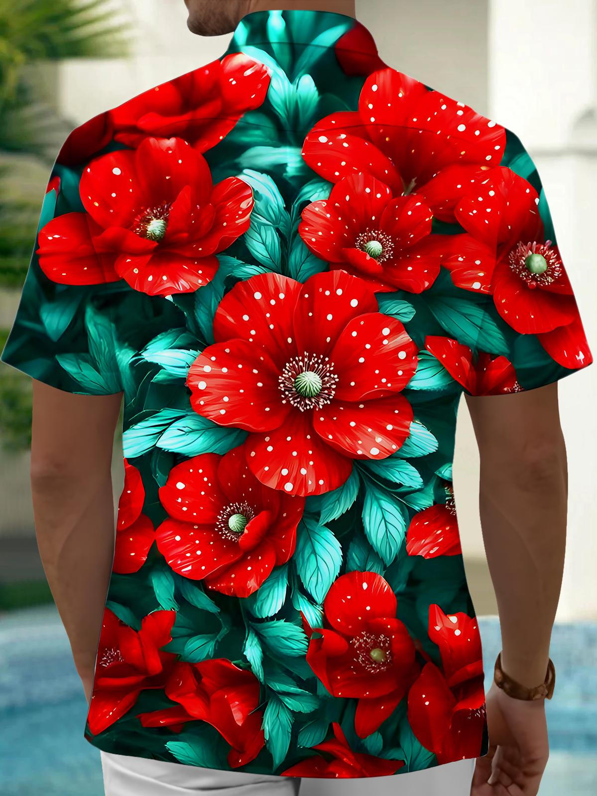Floral Men's Pocket Short Sleeve Shirts