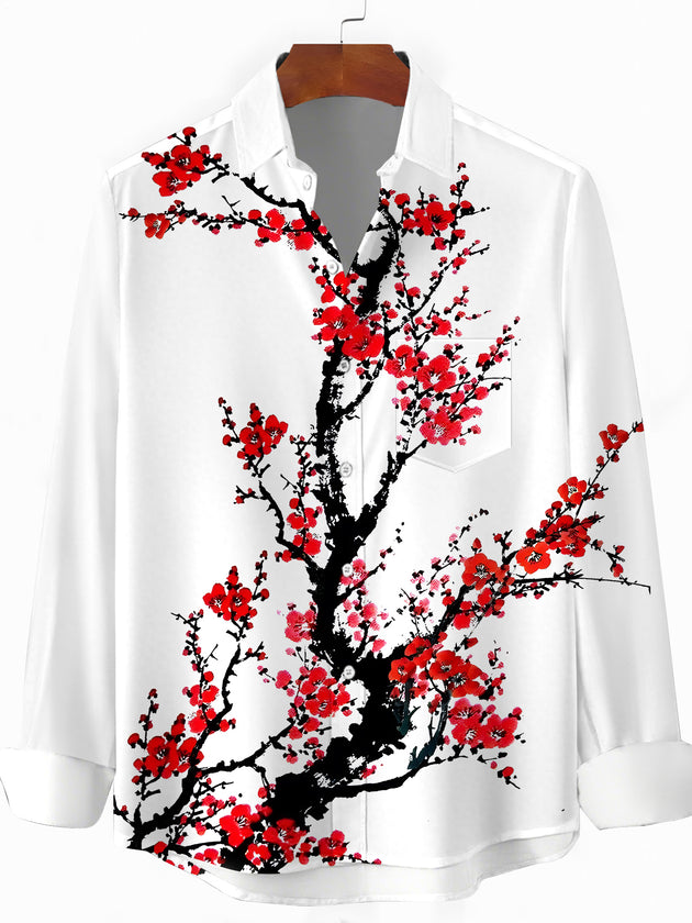 Men's long sleeve floral shirt front view