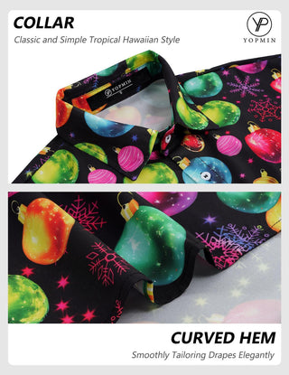 Adaychic Christmas Hawaiian Shirts for Men Christmas Ball Funny Fashion Holiday Shirt Loose Fit Casual Clothes for Daily Wear beautifully