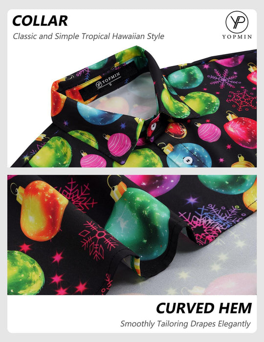 Adaychic Christmas Hawaiian Shirts for Men Christmas Ball Funny Fashion Holiday Shirt Loose Fit Casual Clothes for Daily Wear beautifully