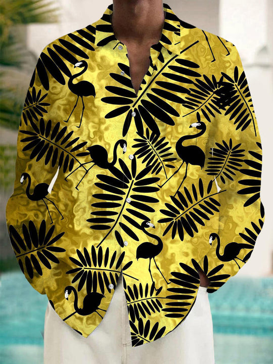 men's flamingo print shirt front view