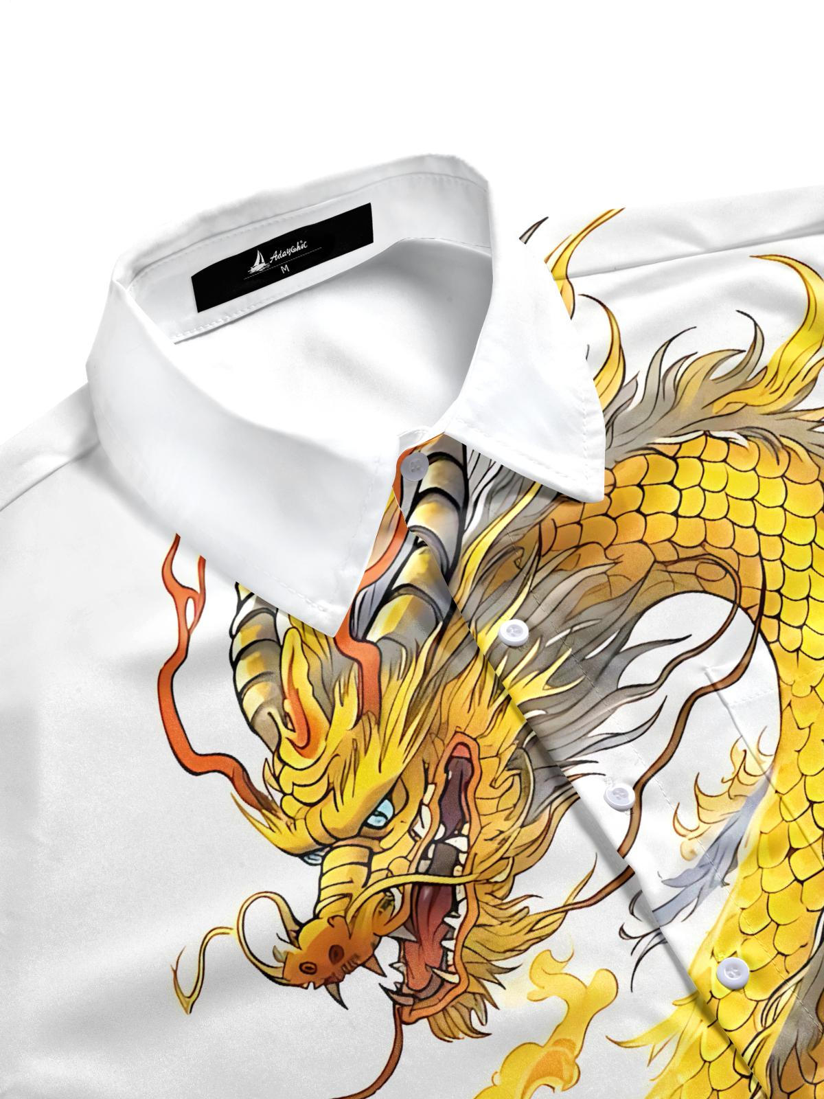 Dragon Print Men's Pocket Short Sleeve Shirts