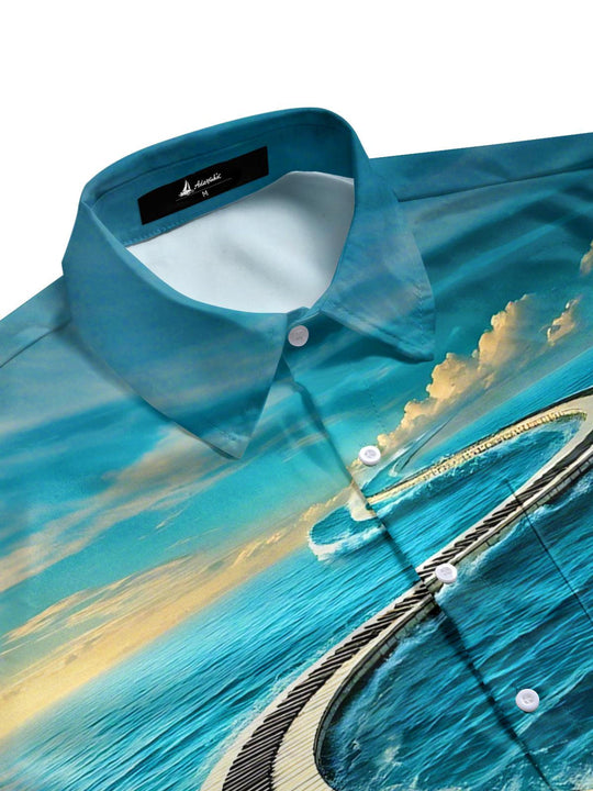 men's sea print shirt side view
