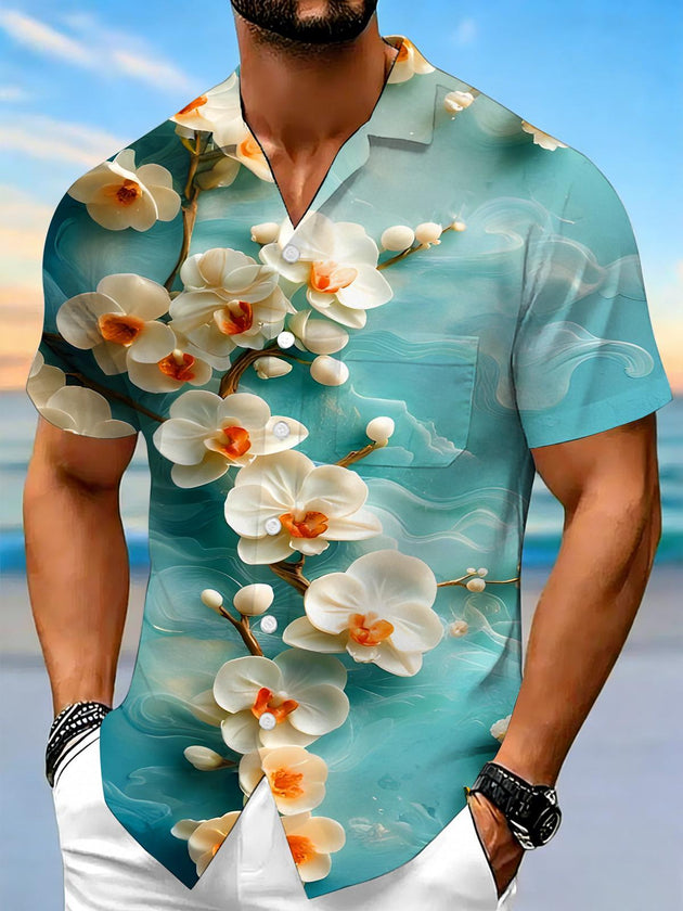 men's floral shirt front view