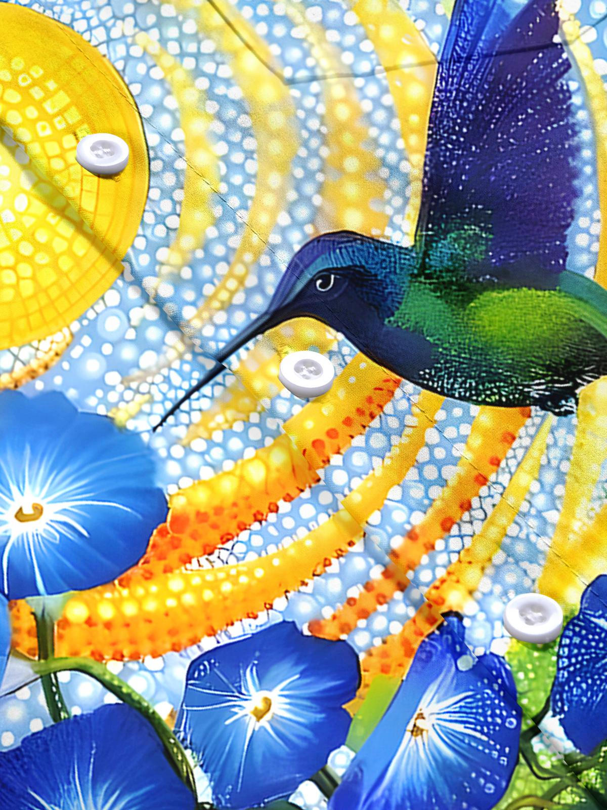 Hummingbird Morning Glory Men's Pocket Short Sleeve Shirts