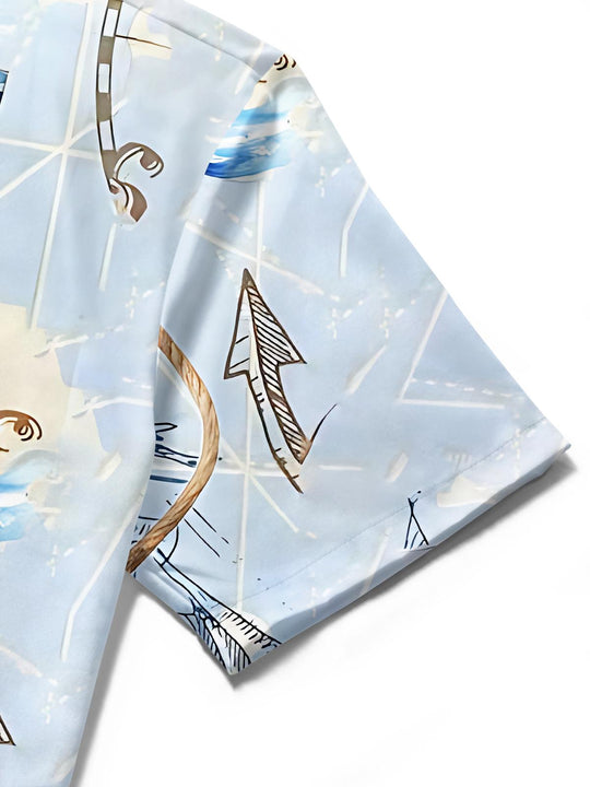 Nautical Anchor Element Map Men's Pocket Short Sleeve Shirts