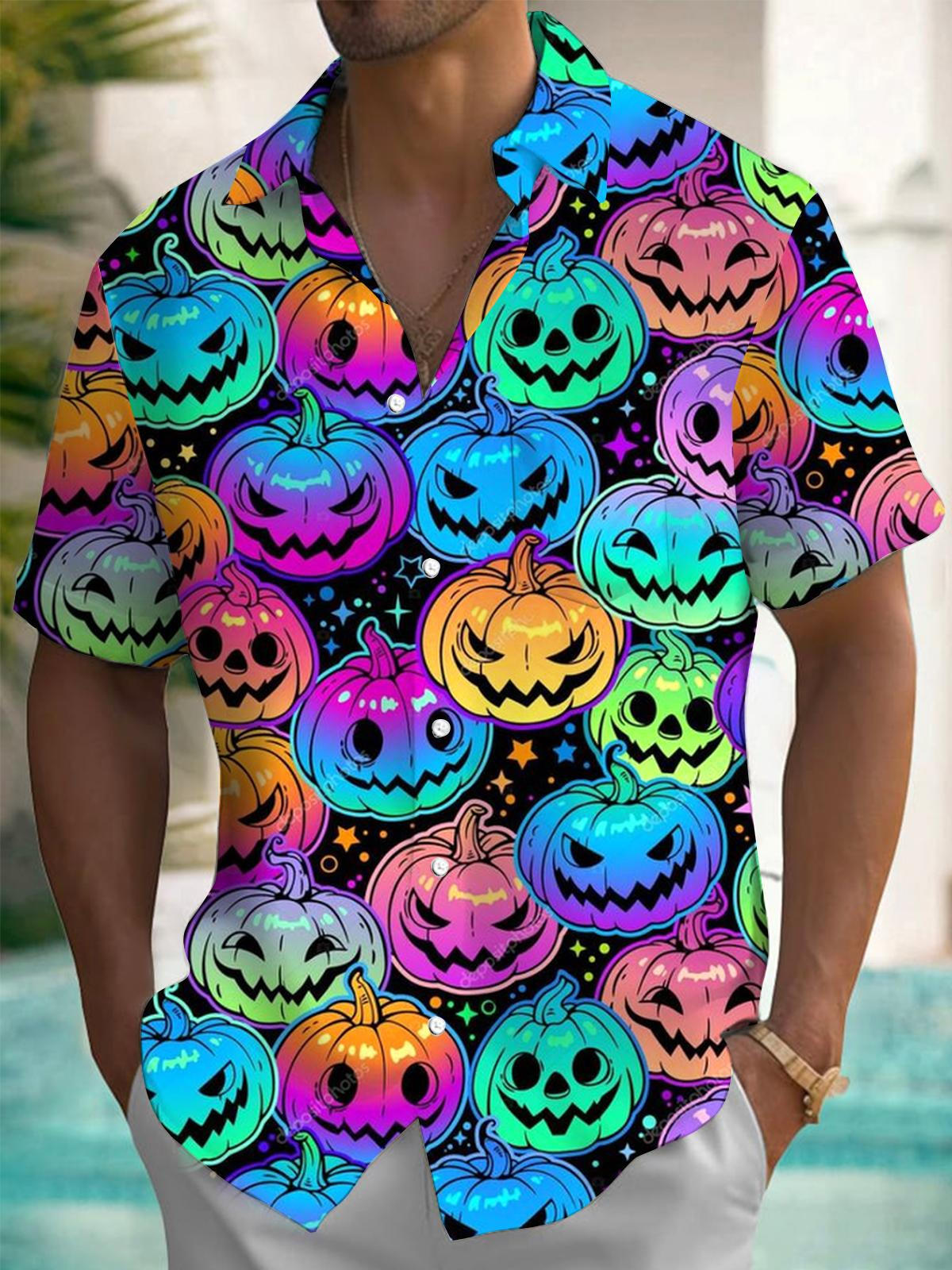 Pumpkin Men's Pocket Short Sleeve Shirts