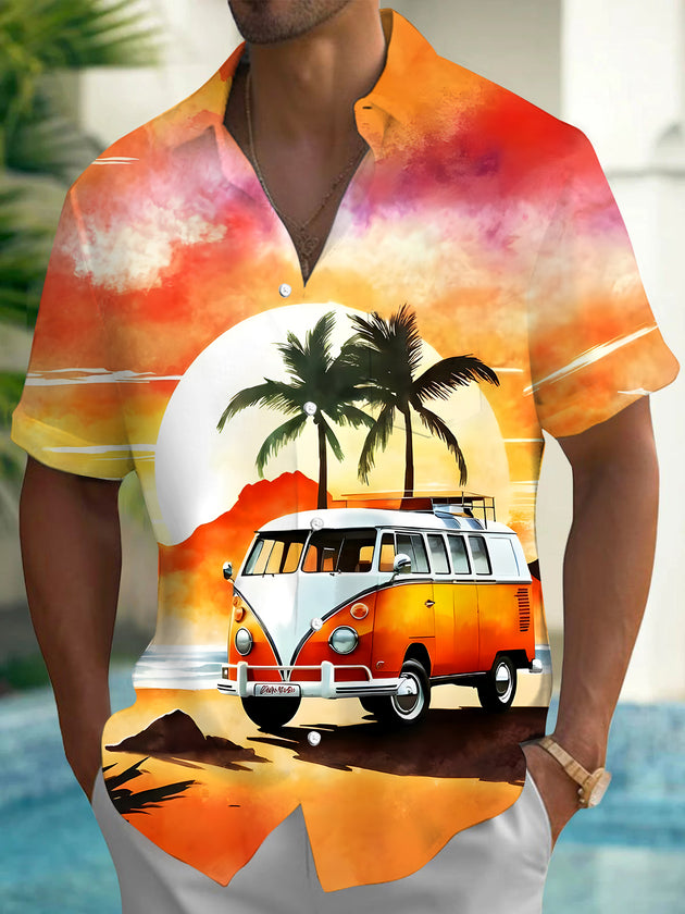 Men's Hawaiian short sleeve shirt front view for beach vacation