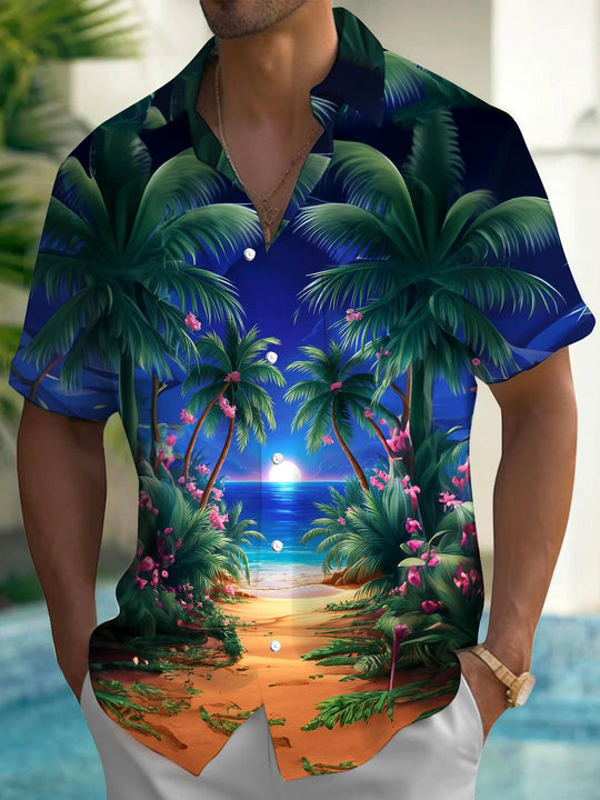 men's Hawaiian shirt front view beach vacation