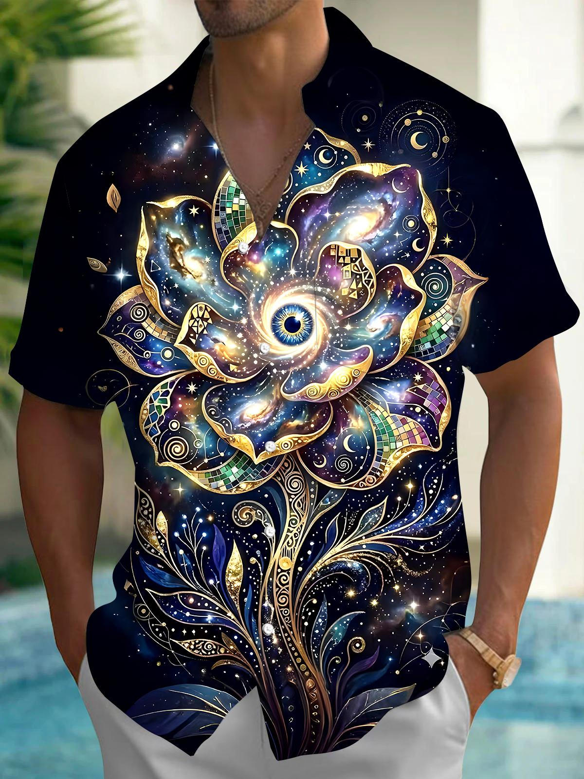 men's floral shirt front view