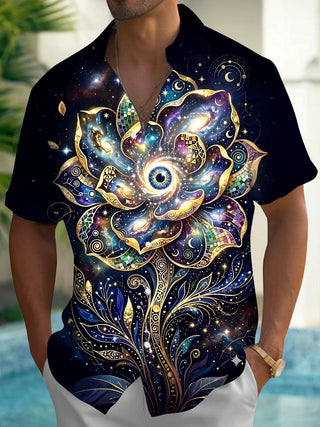 men's floral shirt front view