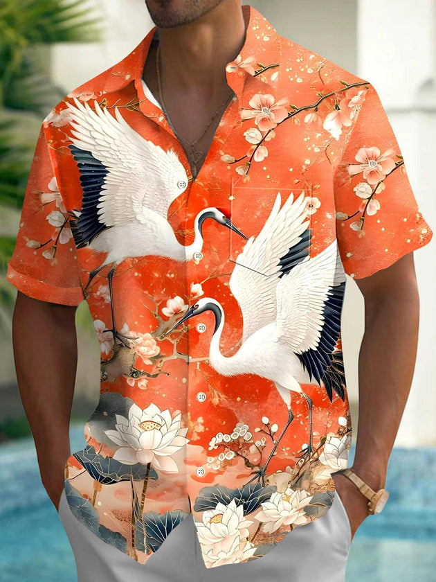 Men's floral short sleeve shirt front view