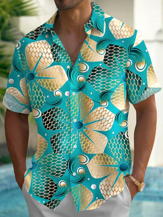 Floral Men's Pocket Short Sleeve Shirts