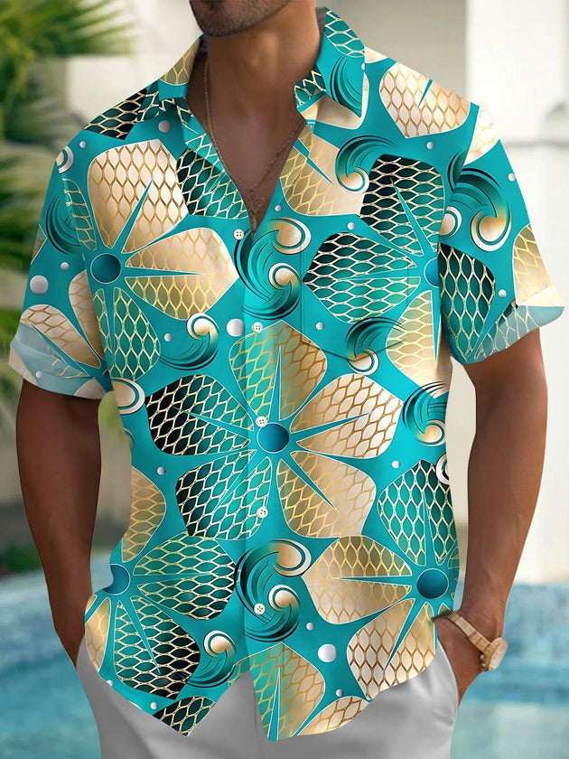 Floral Men's Pocket Short Sleeve Shirts