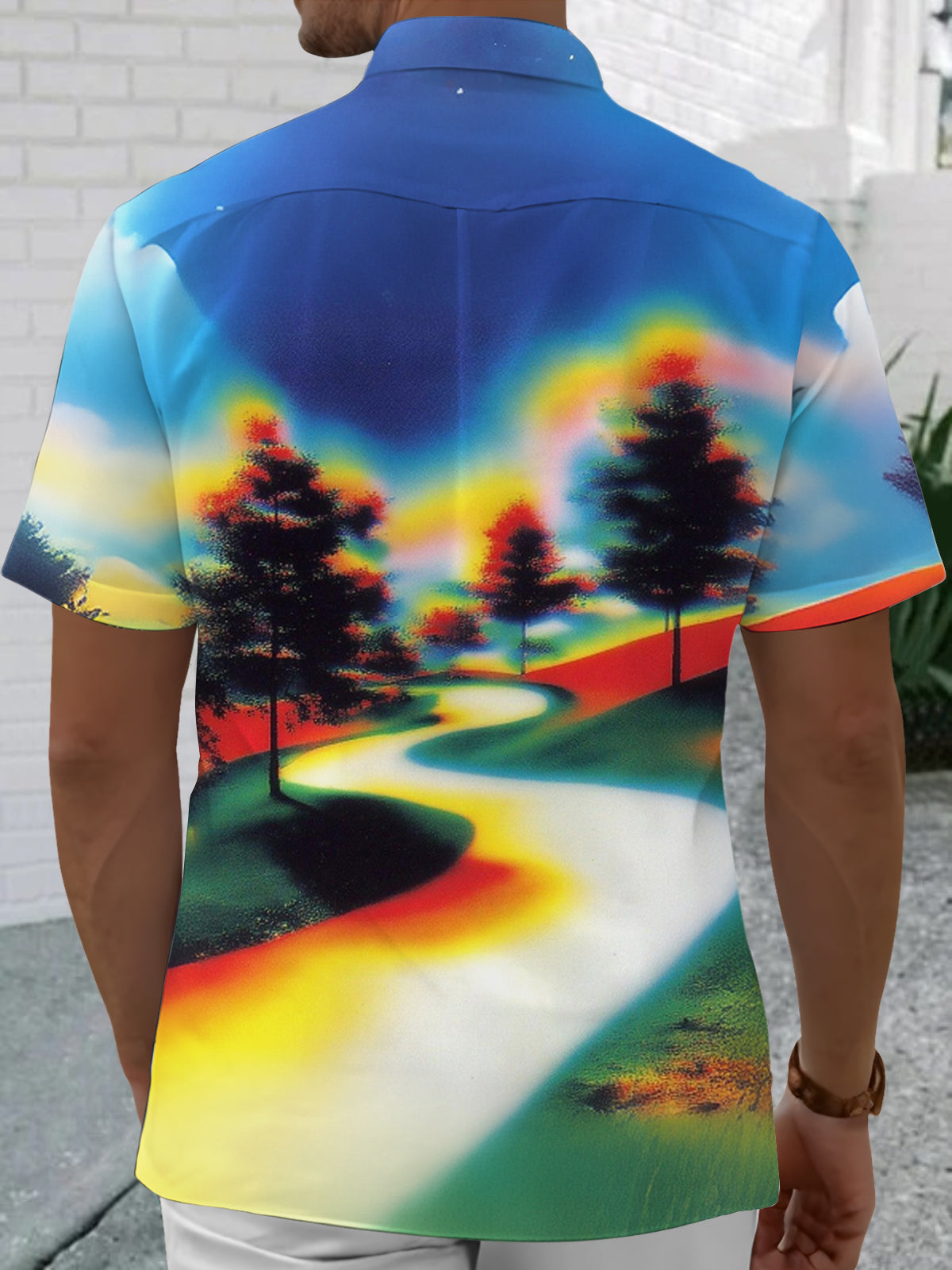 Abstract Tree Art Print Men's Pocket Short Sleeve Shirts