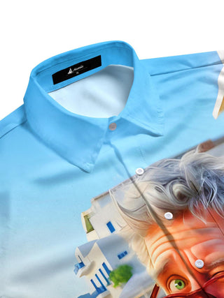 Men's funny old man beer graphic pocket half sleeve shirt side view