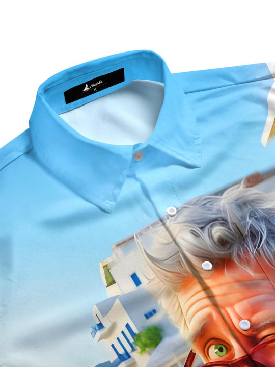Men's funny old man beer graphic pocket half sleeve shirt side view
