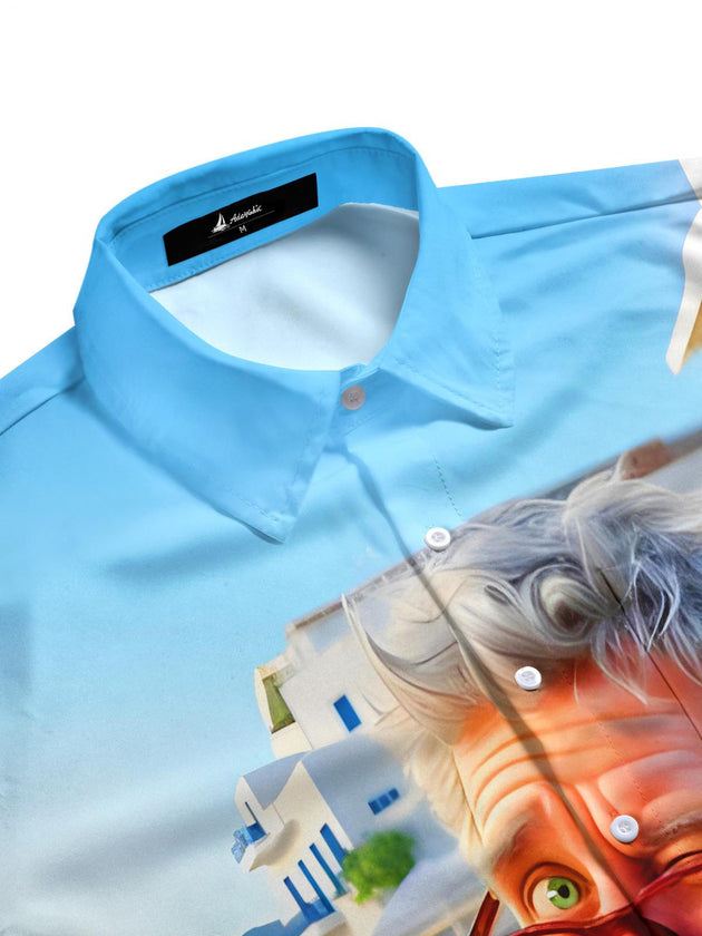 Men's funny old man beer graphic pocket half sleeve shirt side view