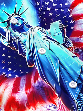 men's American flag print short sleeve flat lay shirt