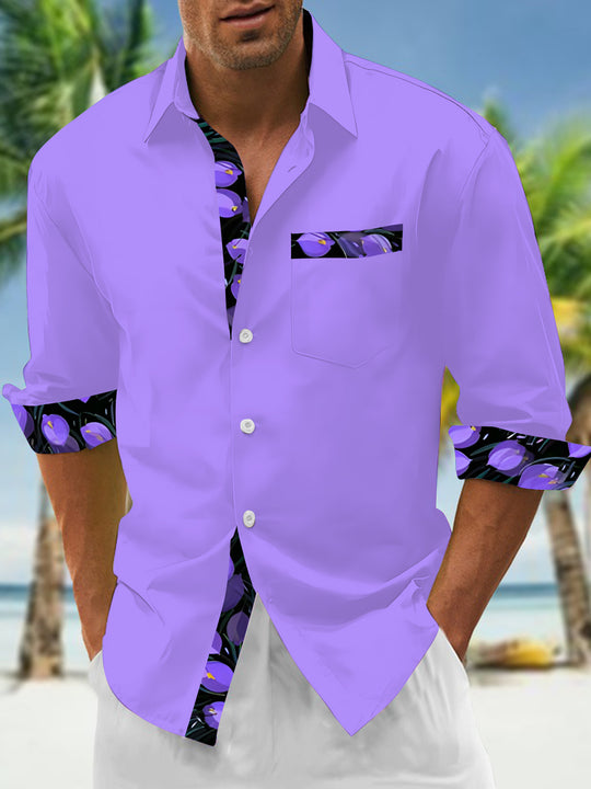 Men's floral long sleeve shirt front view