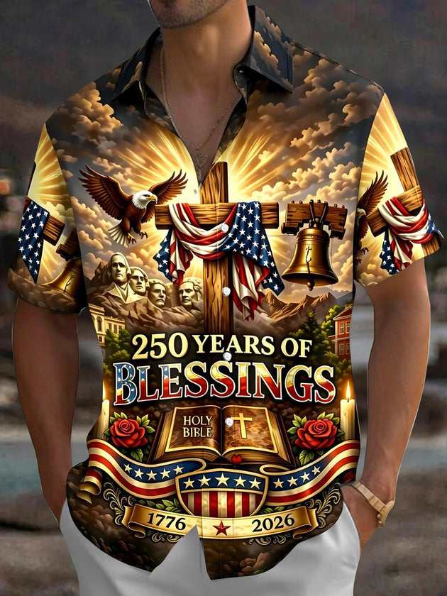 men's eagle print shirt front view Independence Day