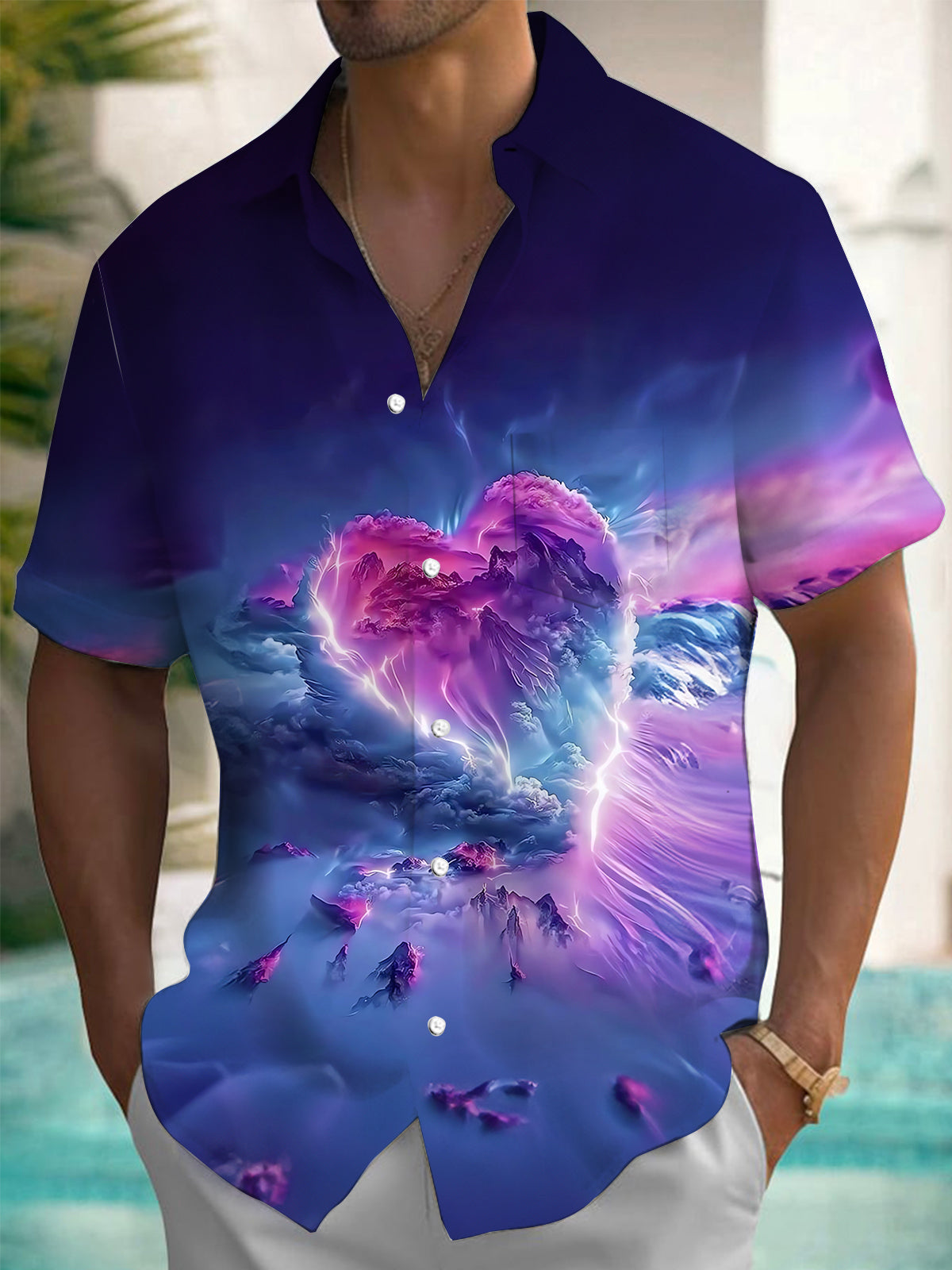 Abstract Heart Men's Pocket Short Sleeve Shirts