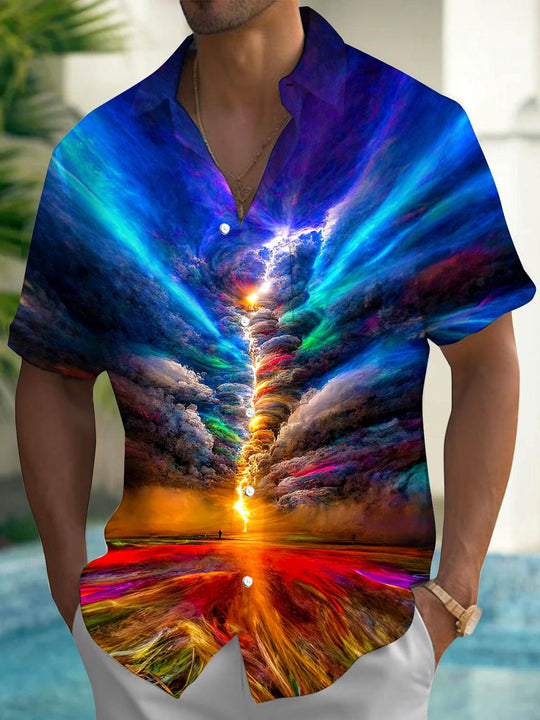 men's patterned sweater shirt front view