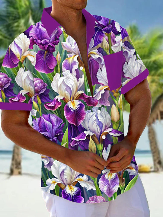 men's floral shirt front view
