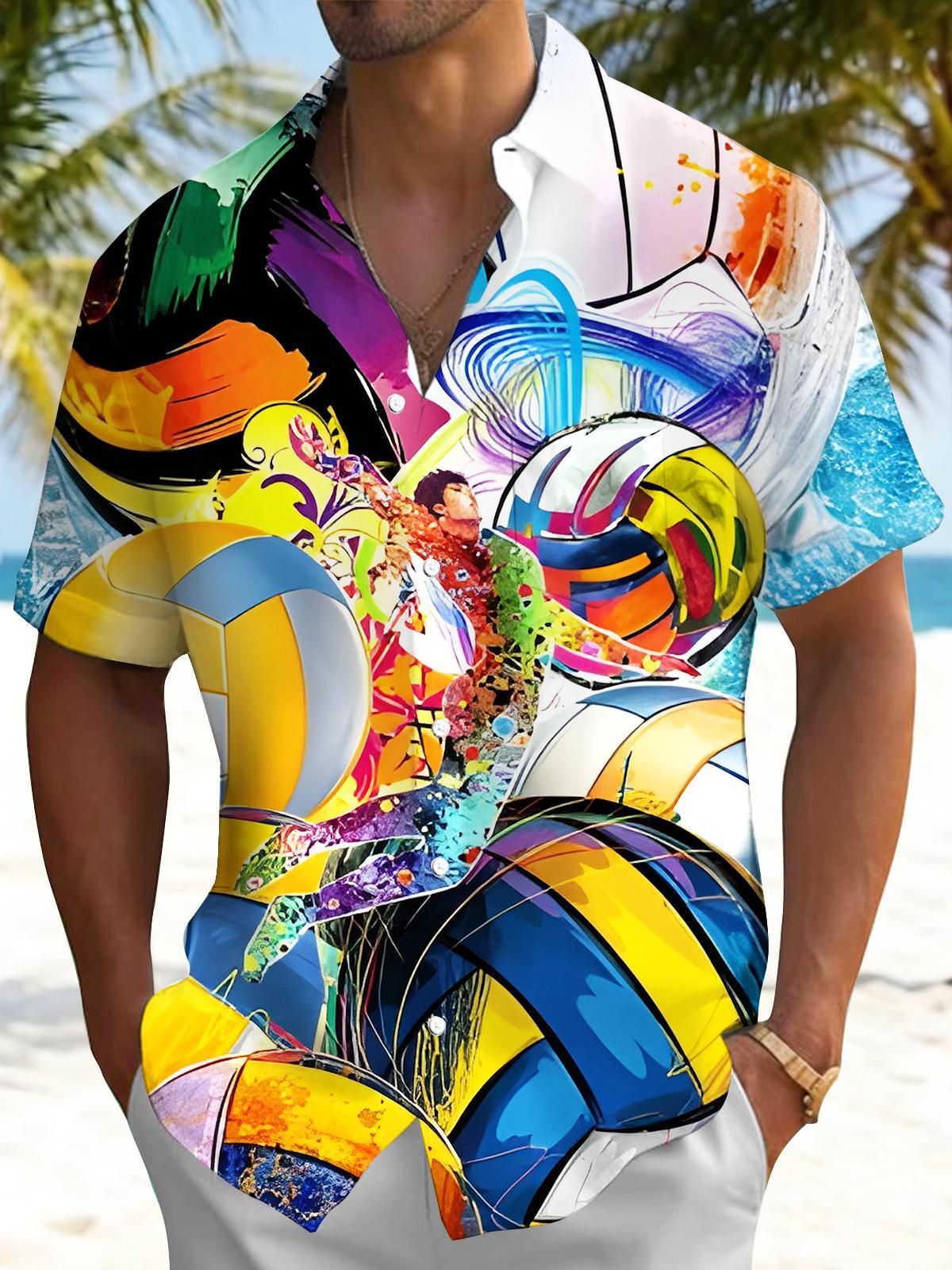 men's colorful sports print shirt front view