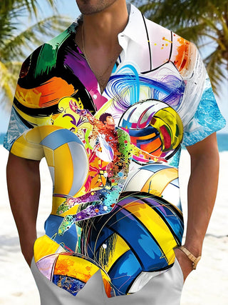 men's colorful sports print shirt front view