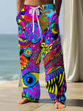 Abstract Art Print Men's Casual Elastic Waist Pants