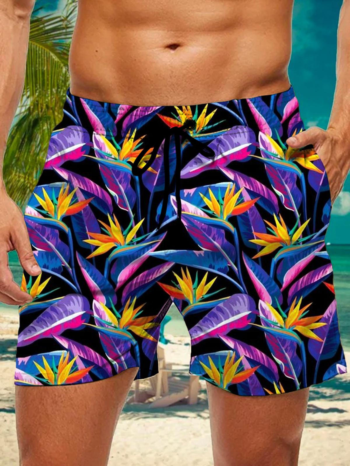 Hawaiian Leaf Men's Shorts With Pocket