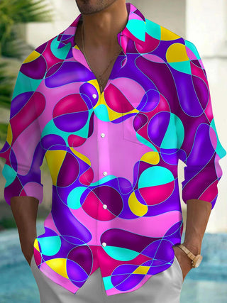men's colorful psychedelic print shirt front view