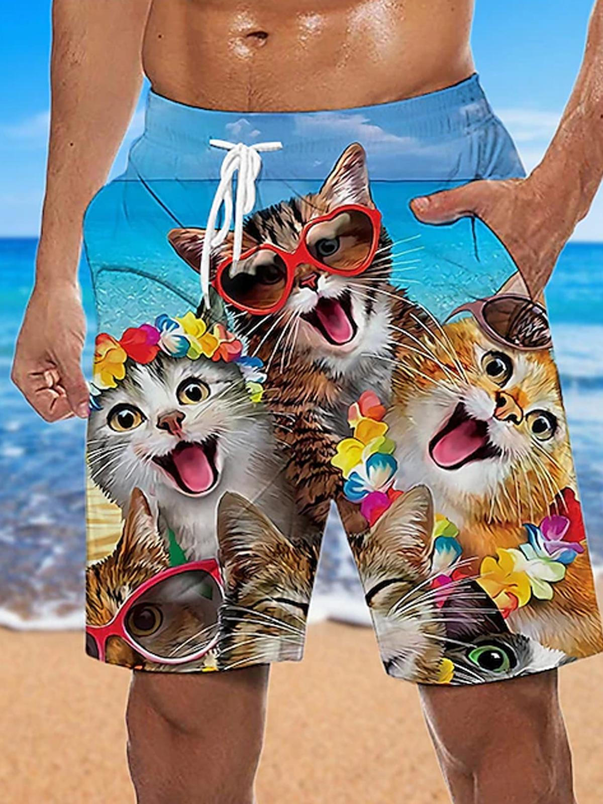 Art Hawaiian Casual Retro Men's Shorts With Pocket