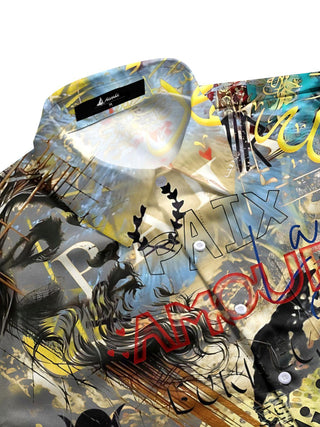 men's graphic art shirt side view
