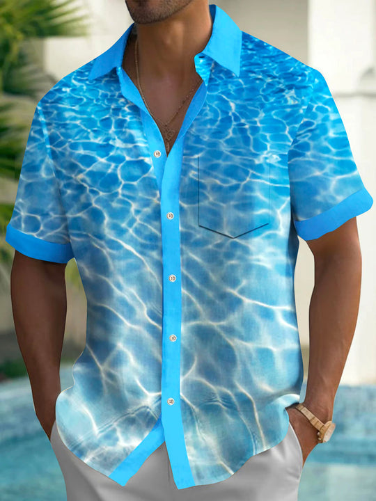 men's Hawaiian shirt front view tropical beach vacation