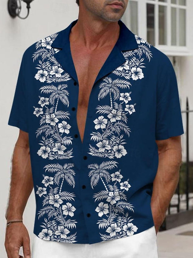 men's Hawaiian shirt front view tropical beach vacation