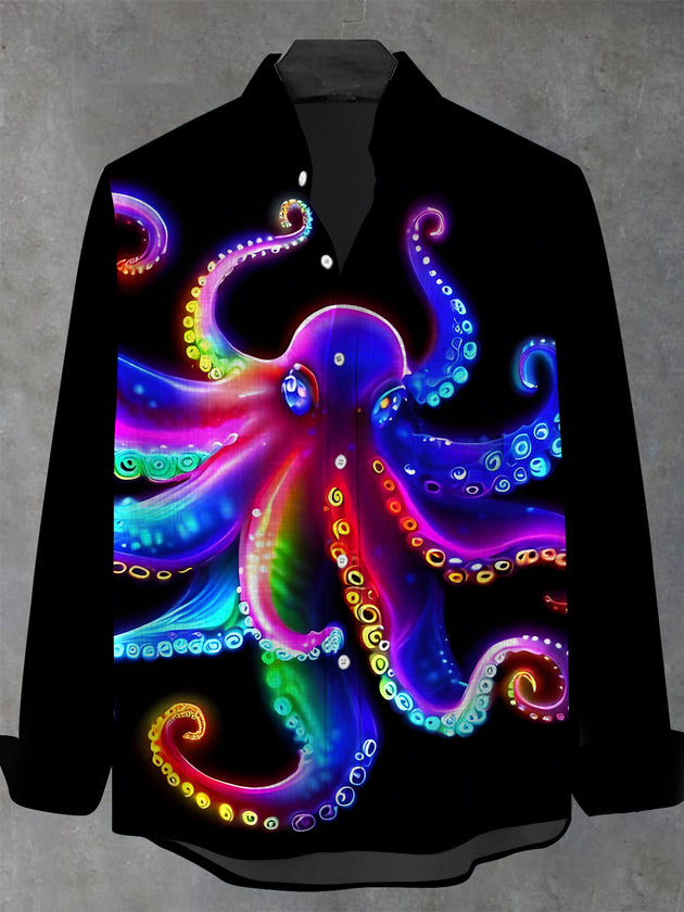 men's octopus print shirt front view