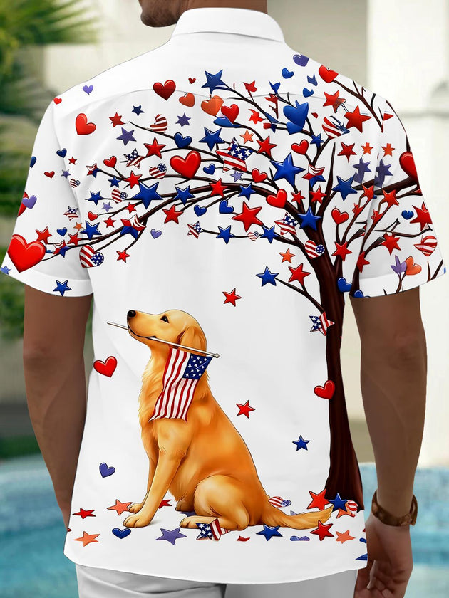 men's puppy pattern shirt back view