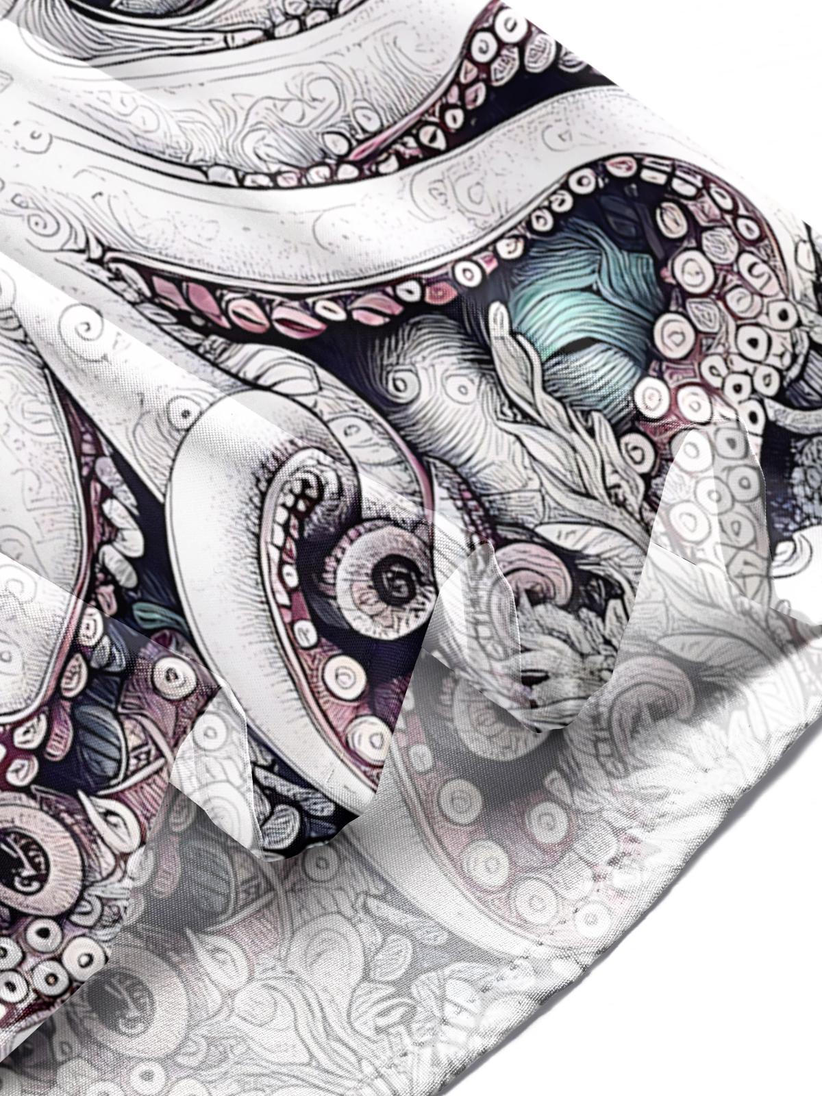 Octopus Marine Art Print Men's Pocket Short Sleeve Shirts