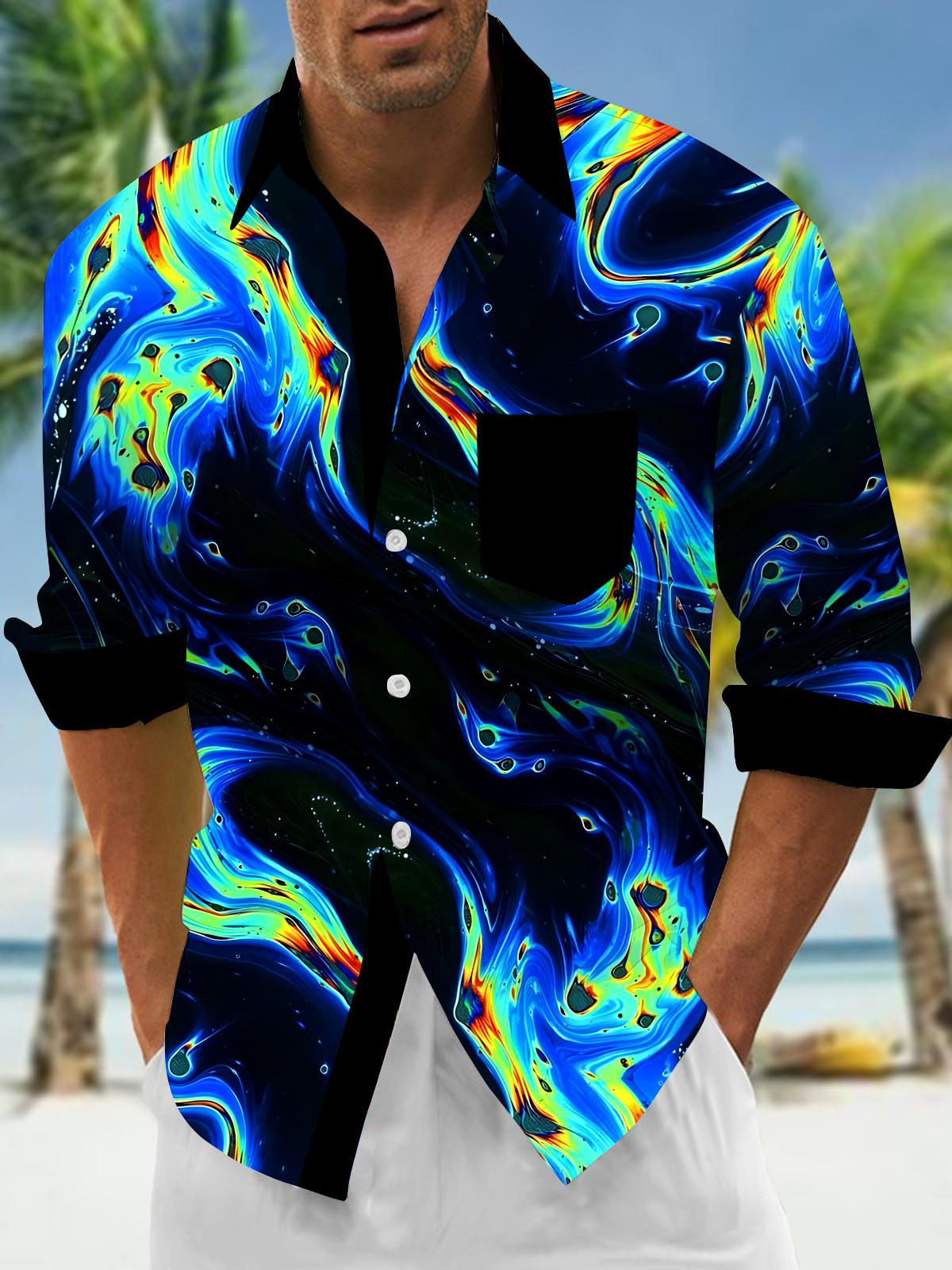 Abstract Men's Pocket Long Sleeve Shirts