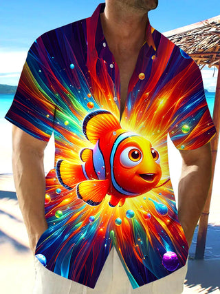 men's Hawaiian shirt front view tropical beach vacation