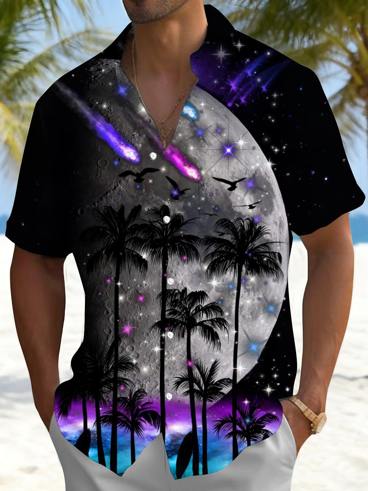 men's palm tree print shirt front view
