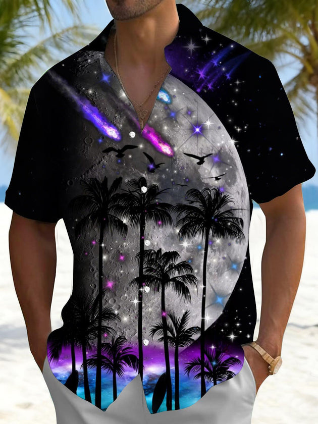 men's palm tree print shirt front view