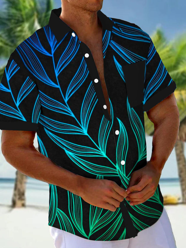 men's Hawaiian shirt front view tropical beach vacation
