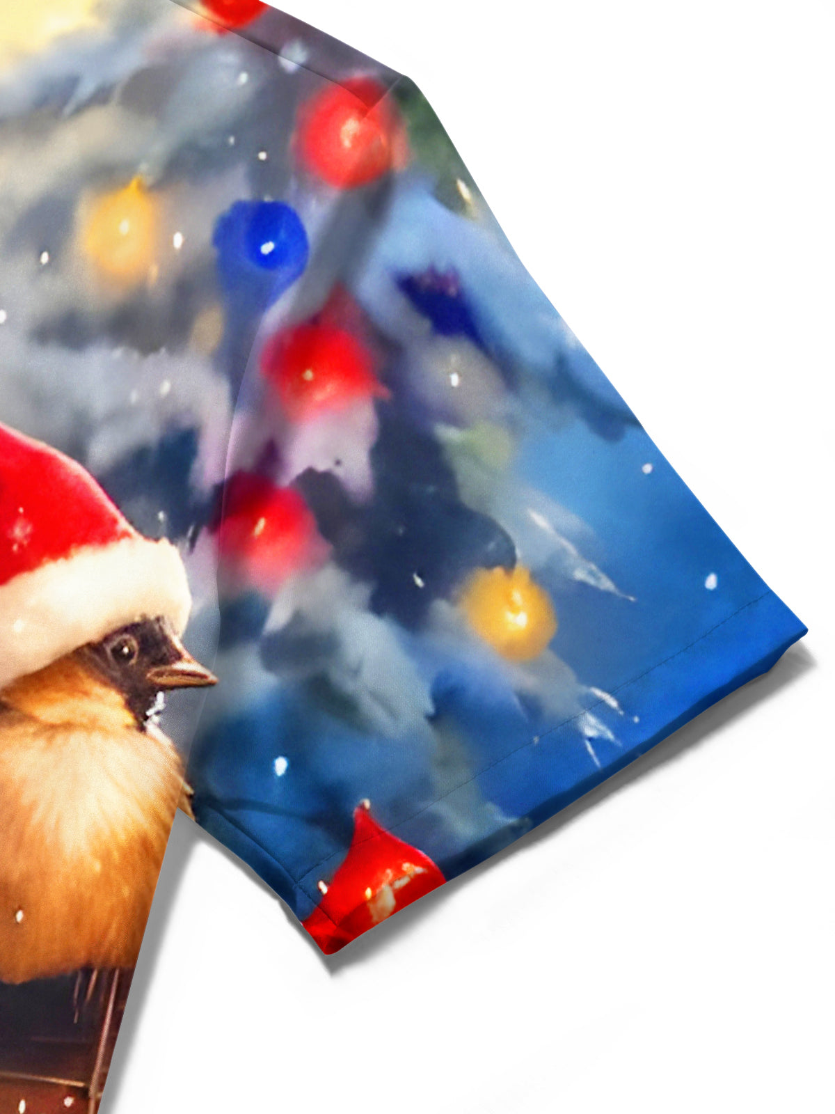 Fun Christmas Bird Lights Xmas Men's Pocket Short Sleeve Shirts