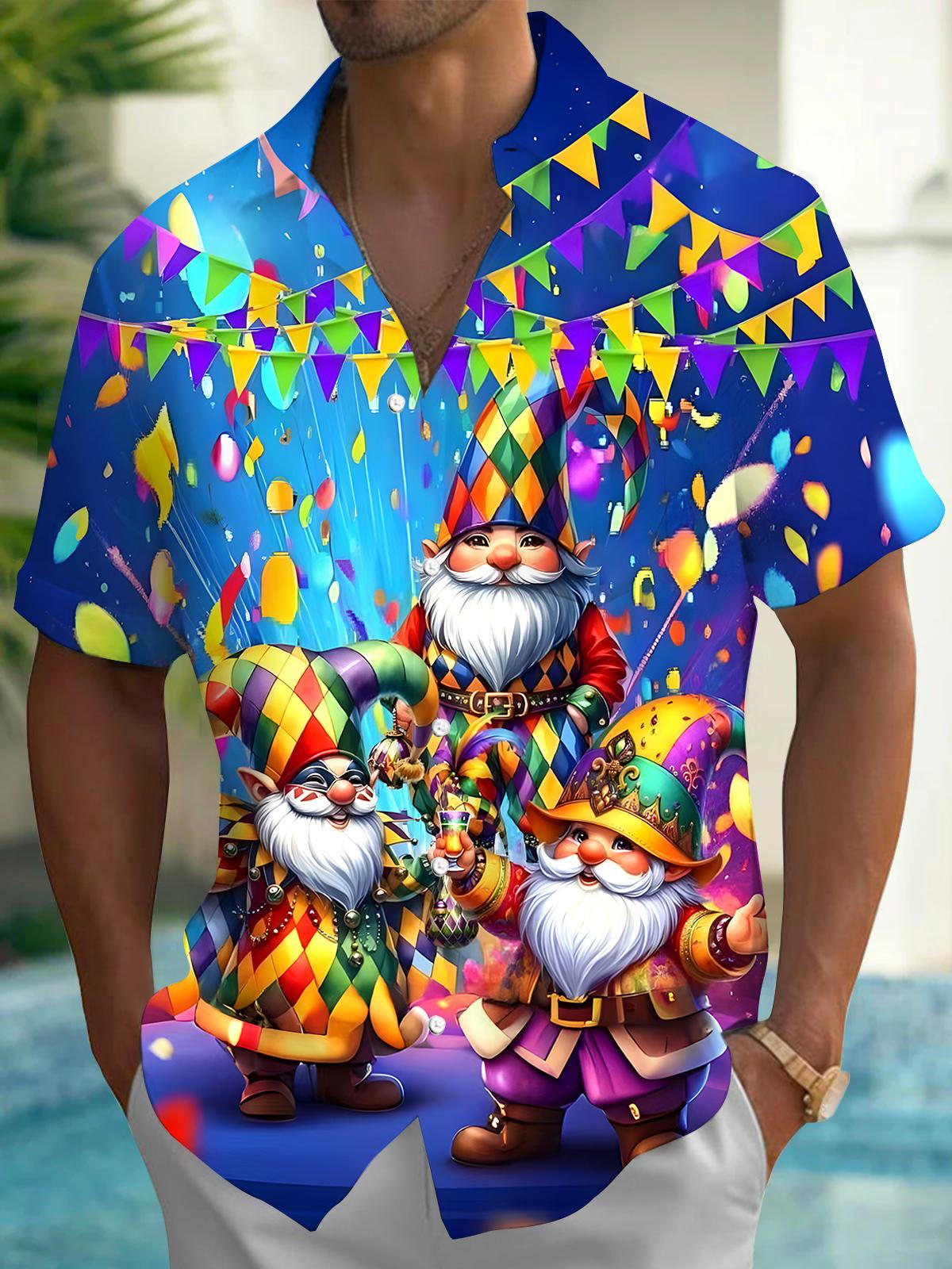 Mardi Gras Men's Pocket Short Sleeve Shirts
