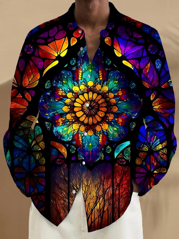 men's floral shirt front view